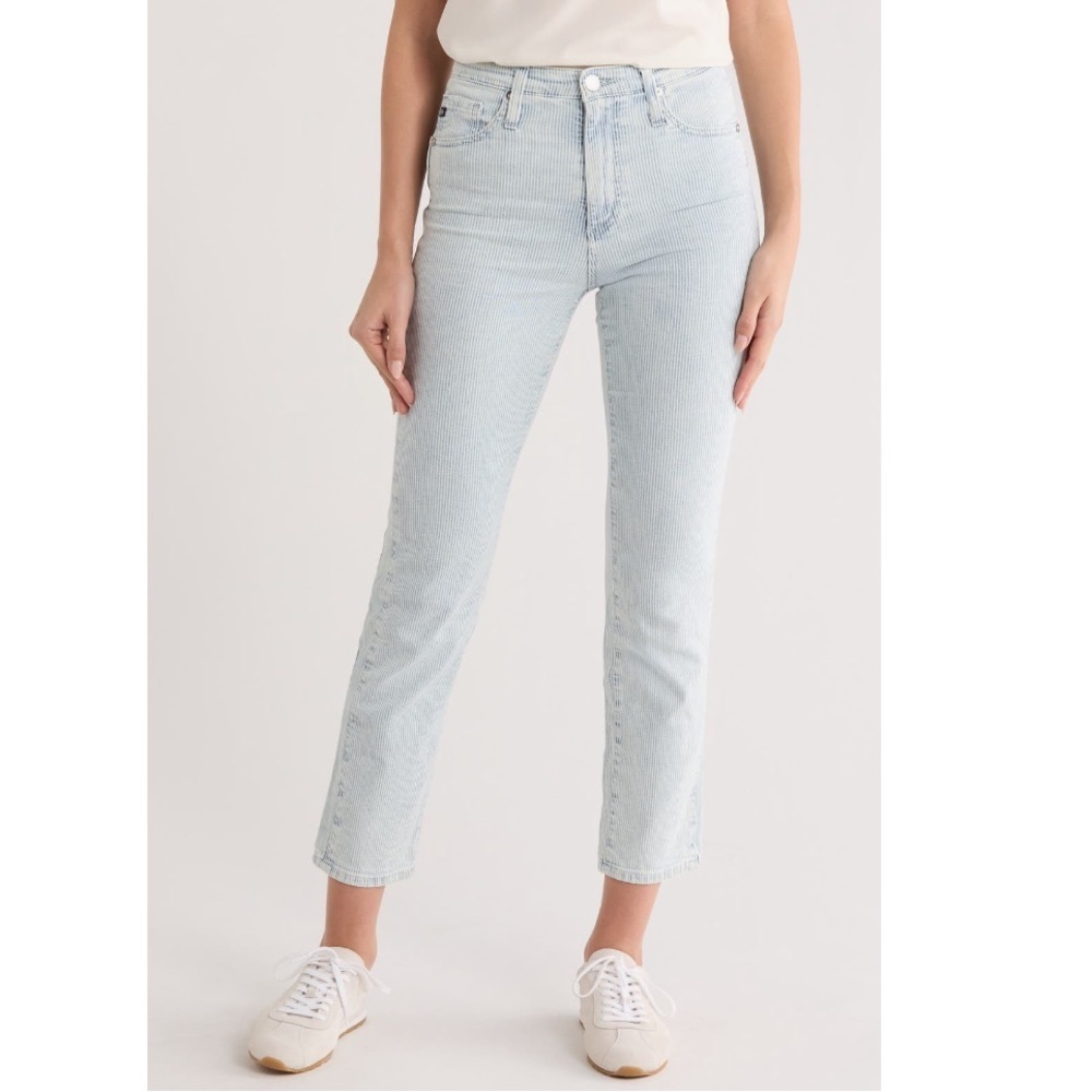 AG Isabelle Stripe High Waist Side Panel Ankle Skinny Jeans Light Wash Sz 31/ 10